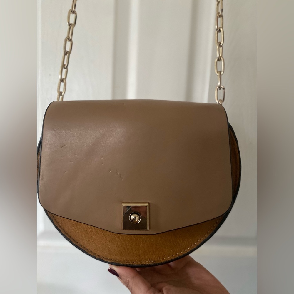 Zara Tan Faux Leather Crossbody Bag